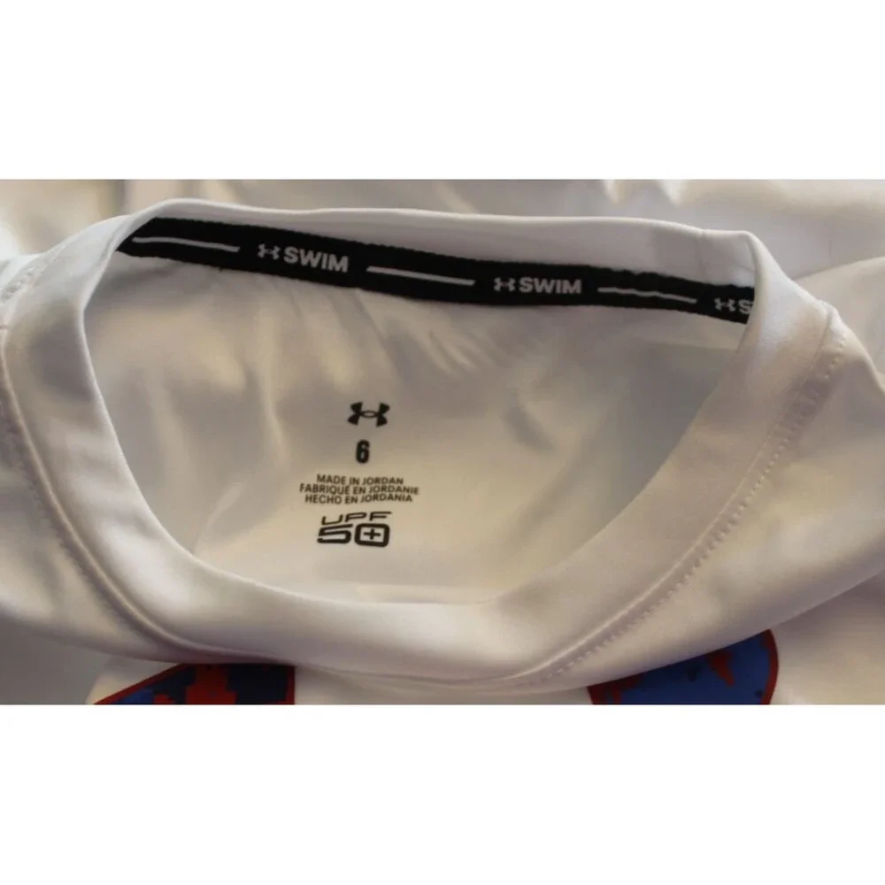 Under Armour Freedom Boys Sz 6 Swim Set Shirt & Swim Trunks  UPF 50